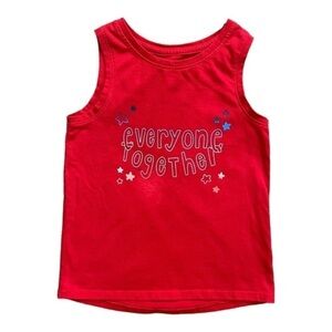 Cat & Jack red sleeveless casual tan top graphic print Everyone Together Girl 4T
